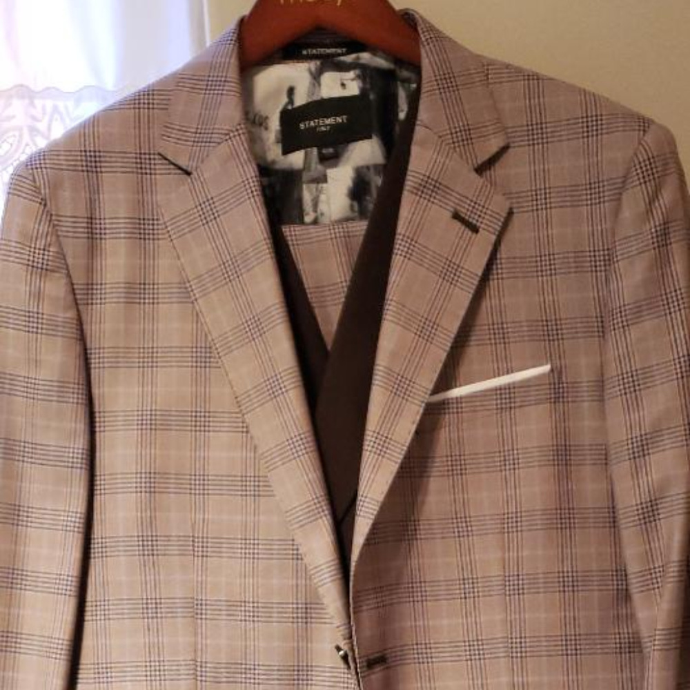 Statement  Super 150's Brown & Blue  3 piece Suit